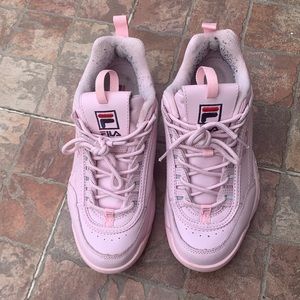 Pink Fila embroidered sneakers